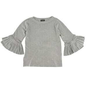 The Limited gray pleated bell sleeve sweater